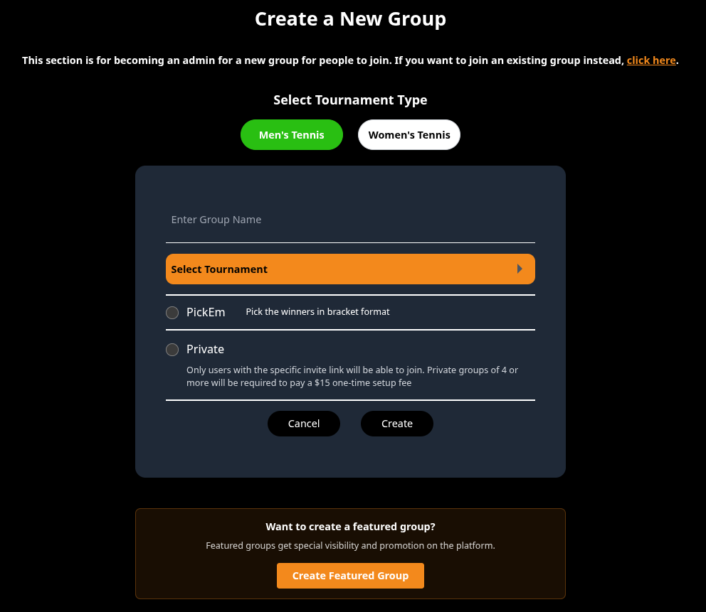 Create a new bracket group interface