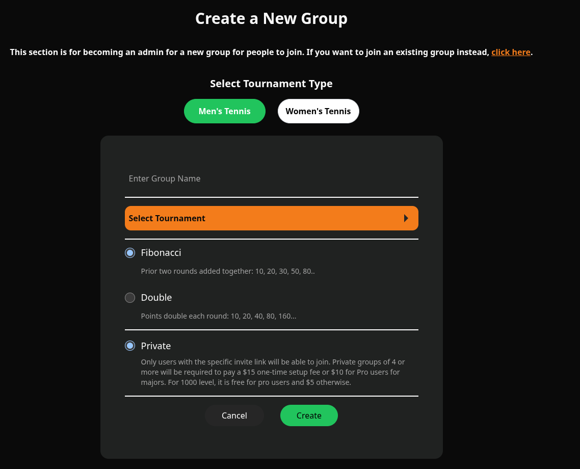 Create a new bracket group interface